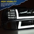 G-plus Led Drl Headlights Compatible With 1999-2002 Chevy Silverado 1500 2500 2001-2002 1500hd 2500hd 3500 Driver Side