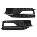 Front Bumper Fog Light Grilles Cover Trim Honeycomb Black With Ring For Audi A5 S-line S5 2013-2017 Only Fit Bumpers Not 