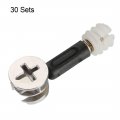 Uxcell 3-in-1 Furniture Connecting Kit 15mm Od Cam Fitting M6x35mm Dowel Screws 10 7mm Pre-inserted Nut 30 Sets