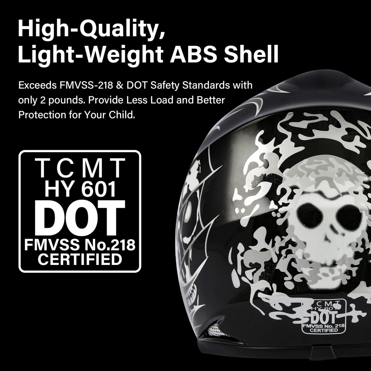 Tcmt Dot Youth Kids Motocross Offroad Street Helmet Black Skull Motorcycle Dirt Bike Atv Goggles Gloves S