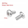 Uxcell M8x14mm Machine Screws Pan Phillips Cross Head Screw 304 Stainless Steel Fasteners Bolts 20pcs