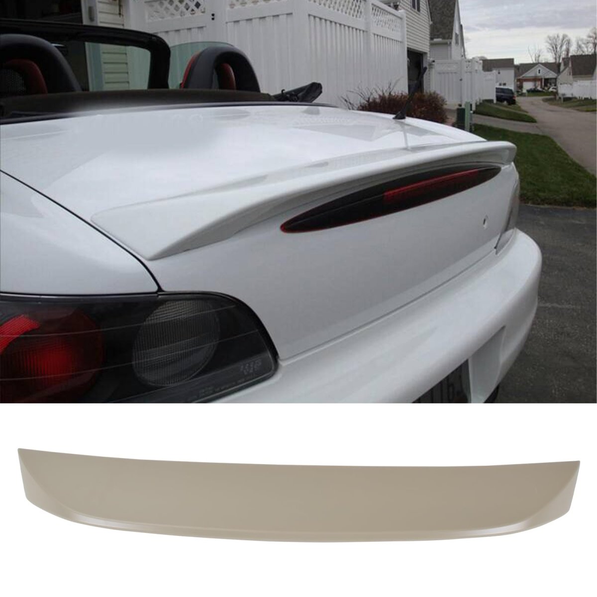 Rear Trunk Lid Spoiler Wing Lip For 2000-2009 Honda S2000 Unpainted Beige Abs Plastic Oe Style
