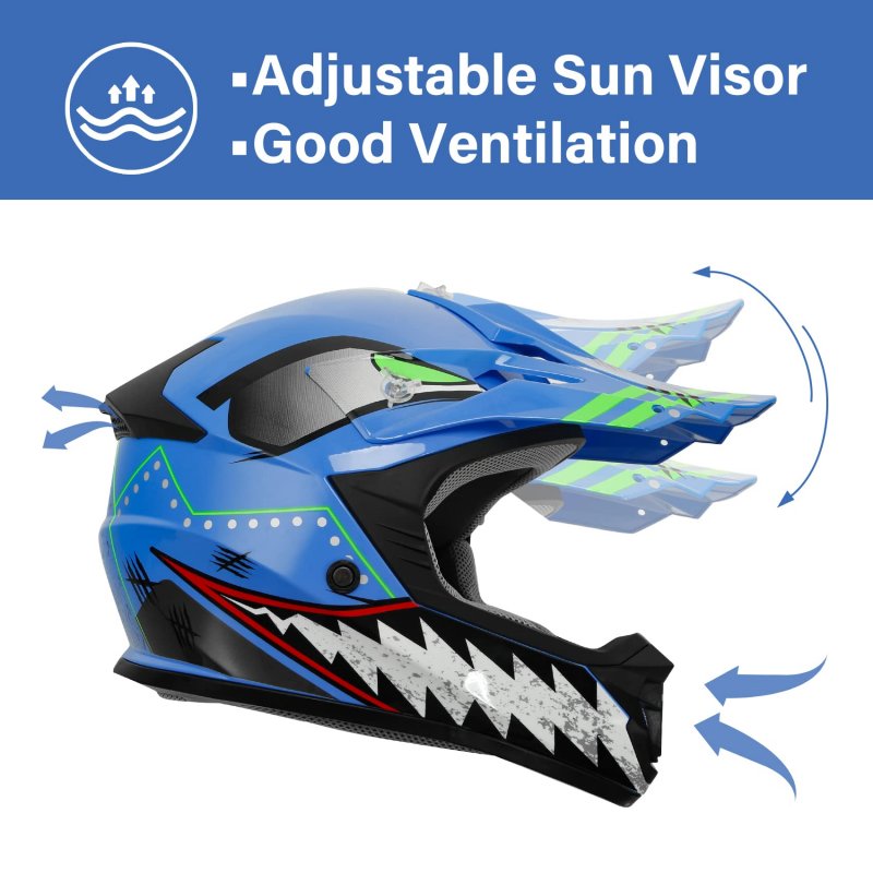 Tcmt Dot Youth Kids Motocross Offroad Street Helmet Full Face Motorcycle Atv Dirt Bike Gloves Goggles