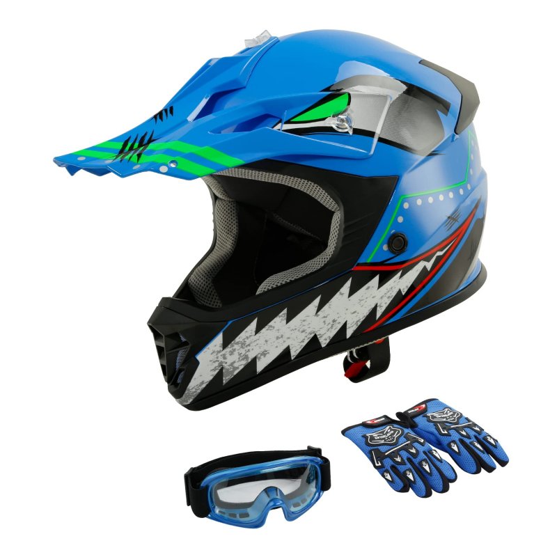 Tcmt Dot Youth Kids Motocross Offroad Street Helmet Full Face Motorcycle Atv Dirt Bike Gloves Goggles