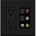 Riteav Black 15a Power Outlet Rca Composite 2 Hdmi 1 Coax Wall Plate Gang 