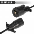 Motoforti Universal Pin Flat Trailer Coiled Wiring Harness Connector Adapter Plug 4 5ft 7 Way Round To Plastic Metal Black