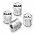 Ipick Image For Ford Mustang 5 0 White On Silver Aluminum Cylinder-style Tire Valve Stem Caps