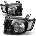 Factory Style Headlights And Driving Fog Lamps Set For Ford Escape 08-12 Driver Passenger Side Black Housing Clear Corner