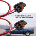 2pcs Front Fog Lights Connector For Ram 3500 2011-2018 Pigtail Plug Wiring Harness 55372734aa