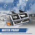 4pcs Switchback F-led Drl Composite Headlights Assembly And Bumper Lamps Compatible With Chevy Express Gmc Savana 1500-4500
