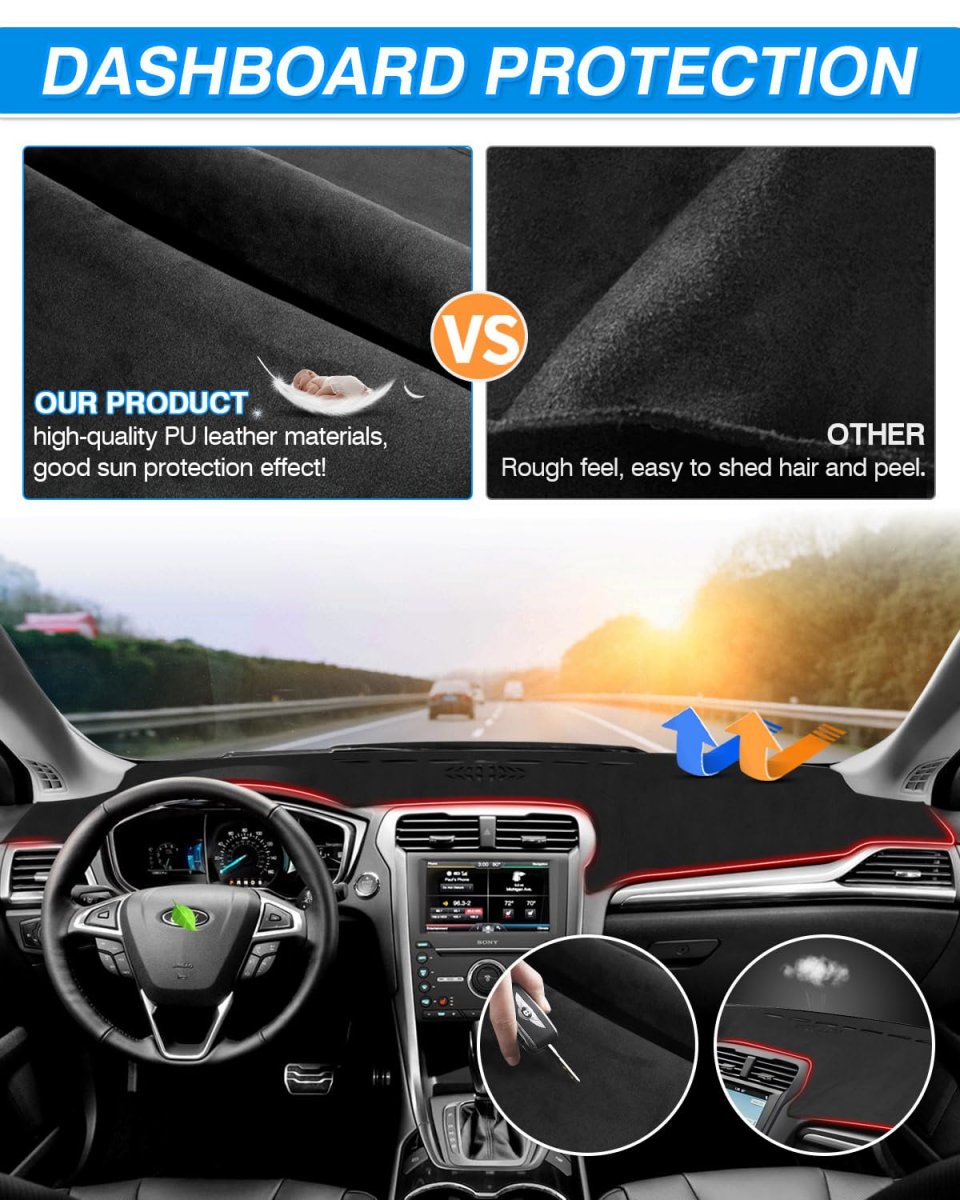 Cartist Dash Cover Fits For Ford Fusion 2013-2020 Accessories Dashboard Mat Non-slip Pad Carpet Anti-glare Upgraded Suede