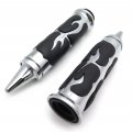 Httmt- 1pair Chrome Flame Spike Hand Grip 7 8 Handlebar Compatible With Suzuki Kawasaki P N Mt291-007b-22