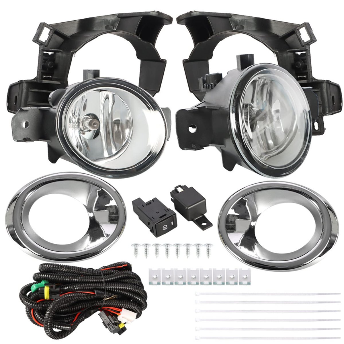 2pcs Fog Lights Assembly Replacement For 2013-2016 Pathfinder Clear Lens With Front Bumper Bezel Wires Switch Bulbs Left Right
