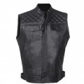 Soa Men S Leather Motorcycle Concealed Gun Pockets Biker Club Vest Black S