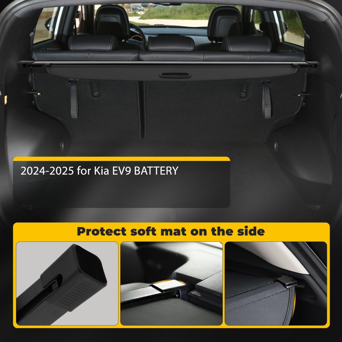 Rear Trunk Cargo Cover 2024 2025 For Kia Ev9 Battery Tonneau Security