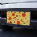 Combination Pizza Pattern With Pepperoni Olives And Onions Novelty Metal Vanity Tag License Plate