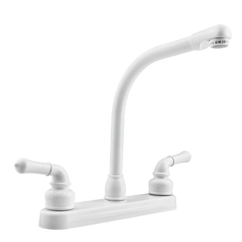 Dura Faucet Df-pk210c-wt Hi-rise Rv Kitchen Classical Levers Motorhome 5th Fifth Wheel Travel Trailer Replacement White