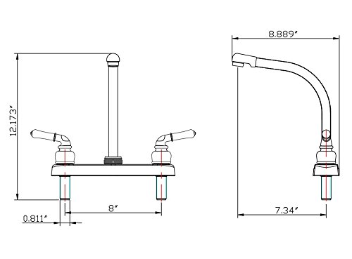 Dura Faucet Df-pk210c-wt Hi-rise Rv Kitchen Classical Levers Motorhome 5th Fifth Wheel Travel Trailer Replacement White
