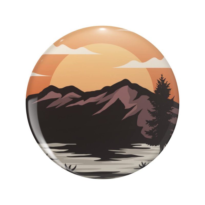 1080 Graphics Modern Sunset In The Mountain Brown Cream Key Chain Double Sided Stainless Steel Keychain