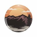 1080 Graphics Modern Sunset In The Mountain Brown Cream Key Chain Double Sided Stainless Steel Keychain 