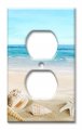 Art Plates Duplex Outlet Cover Metal Decorative Wall Plate 1 Gang Plug Seashells On The Beach 