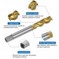 Uxcell Spiral Flute Thread Taps 3 8-16 Unc 2b Screw Threading Tap Titanium Coated 6542 High Speed Steel Machine Tapping Tools