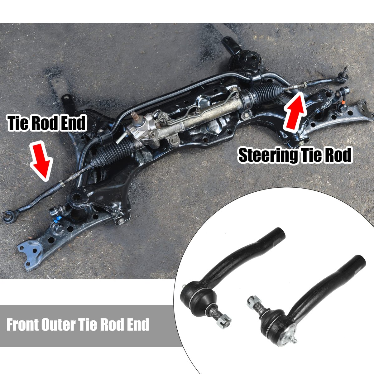 Front Outer Tie Rod End Links Es80432 Es80431 For Toyota Corolla 2003 2008 2 Piece Set Black Metal Suspension Steering Part