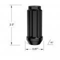 24pcs Black Spline Drive Lug Nuts 14x2 Thread Size Coarse 2 Inch Length Closed End Cone Acorn Taper Seat Includes 1 Socket Key