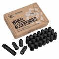 24pcs Black Spline Drive Lug Nuts 14x2 Thread Size Coarse 2 Inch Length Closed End Cone Acorn Taper Seat Includes 1 Socket Key