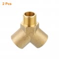 Uxcell Brass Tee Pipe Fitting 3 8 X Npt Way Y-connector For Gas Transport Connect Pipelines 2pcs