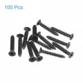 Uxcell M4 X 25mm Wood Screws Phillips Flat Head Carbon Steel Self Tapping Black 100pcs