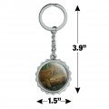 Cougar Mountain Lion On Fallen Tree Keychain Chrome Plated Metal Pop Cap Bottle Opener