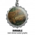 Cougar Mountain Lion On Fallen Tree Keychain Chrome Plated Metal Pop Cap Bottle Opener