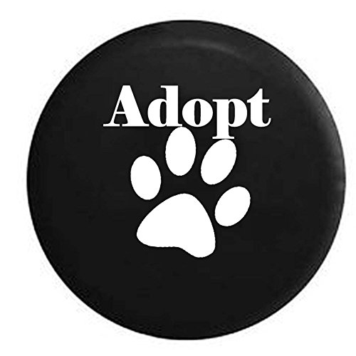 Adopt Dog Lover Paw Print Rescue Spare Tire Cover Black 27 5 In