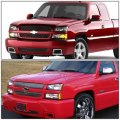 Compatible With Chevy Silverado Gmt800 2pc Pair Of Black Amber Corner Headlight Clear Lens Led Tail Light