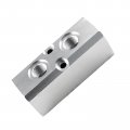2 Way Pneumatic Manifold Air Distribution Block Compressed With 18mm Inlet And 12mm Outlet For Compressor Silver Aluminum Alloy