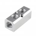 2 Way Pneumatic Manifold Air Distribution Block Compressed With 18mm Inlet And 12mm Outlet For Compressor Silver Aluminum Alloy 
