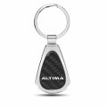 Ipick Image Compatible With Nissan Altima Real Black Carbon Fiber Chrome Metal Teardrop Key Chain
