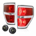 Red Lens Oe-style Tail Light Full-led License Plate Lamp Housing Replacement Bundle For 2009-2014 Ford F150 Pickup Truck 