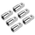 6pcs 3 8 Drive F X 1 2 M Socket Reducer Adapter Female To Male Cr-v Steel Silver 