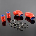 Pit66 Silicone Intercooler Boot Hose Kit For Chevy Gmc 6 6l Duramax Lly 2004-2005 Red With Clamps