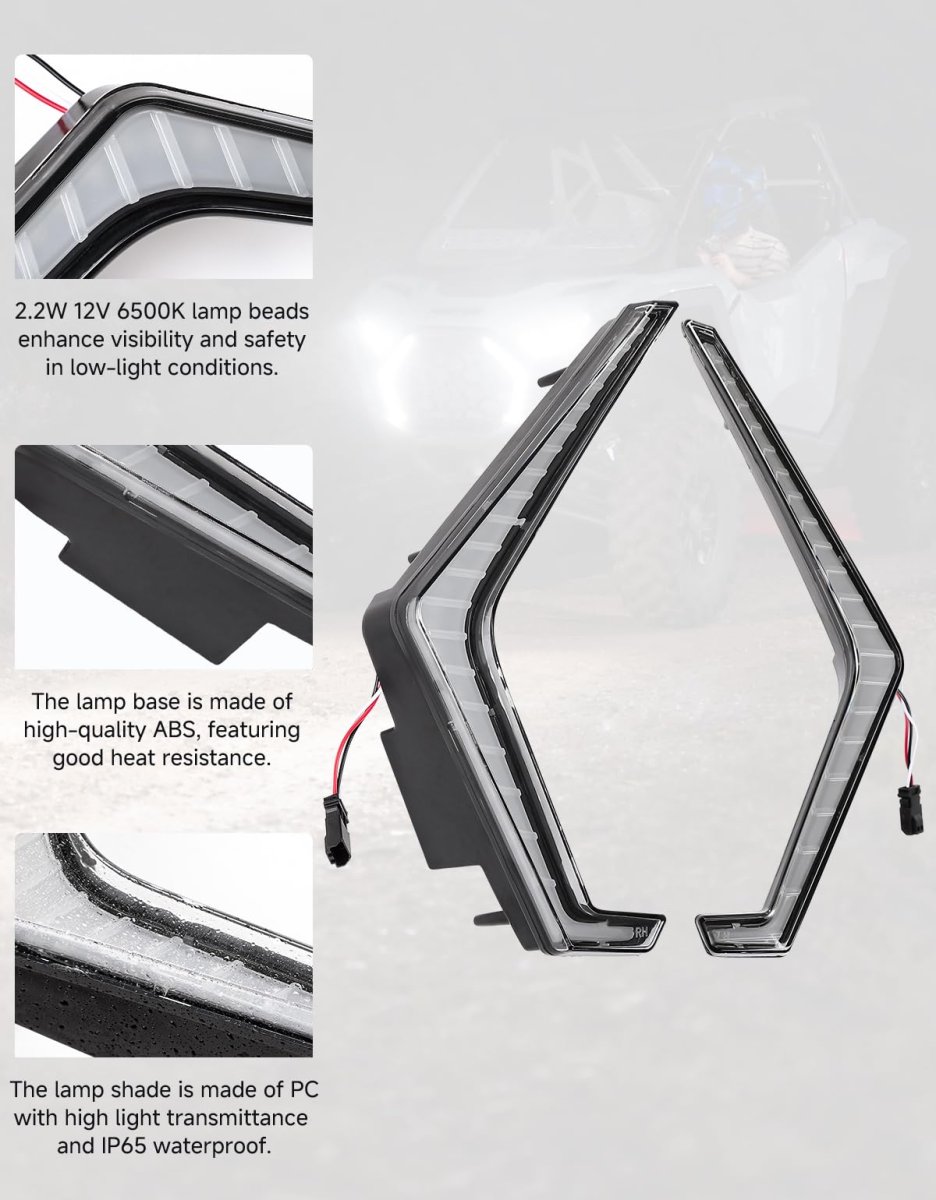 Floating Led Grille Accent Fang Lights For 2025 Polaris Rzr Pro Xp R S Waterproof White Turn Signal Front Grill Lamps