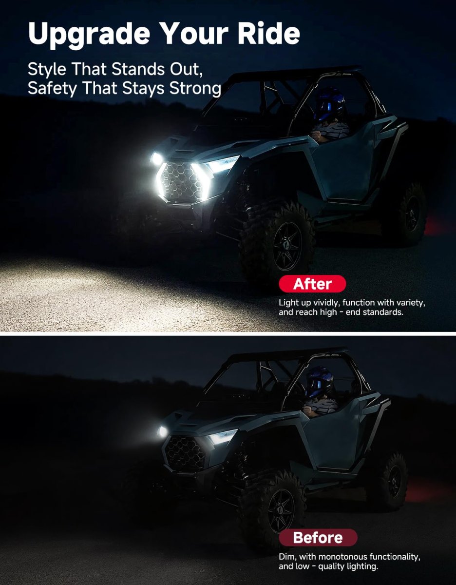 Floating Led Grille Accent Fang Lights For 2025 Polaris Rzr Pro Xp R S Waterproof White Turn Signal Front Grill Lamps