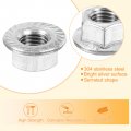 Uxcell M12x1 5mm Serrated Flange Hex Lock Nuts 25pcs 304 Stainless Steel Non-slip Metric Hexagon Nut Full Thread Bright Finish
