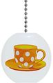 Yellow Orange Polka Dots Coffee Cup Solid Ceramic Fan Pull 