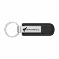 Ipick Image For Ford Bronco Silver Metal Plate Black Pu Leather Strap Key Chain Keychain Official Licensed