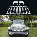 Bzsunway Exterior Accessories Front Grill Mesh Insert Headlight Light Cover Trim For Jeep Wrangler Jl Jlu 2018-2021 White 