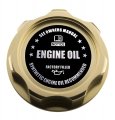 Vms Racing Gold Oil Cap With Black Engine Notice Emblem In Cnc Machined Billet Aluminum Compatible Honda Acura Integra