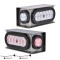 2 Pcs Trailer Lights Steel Box With 6 Red Led Oval Tail Round Side Marker W Wire Connectors For Truck Kit Tow Rear Lamp 