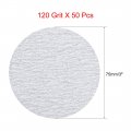 Uxcell 50 Pcs 3-inch Aluminum Oxide White Dry Hook And Loop Sanding Discs Flocking Sandpaper 120 Grit